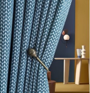 Rideau Bleu Motif Rideaux Deco 7877 1