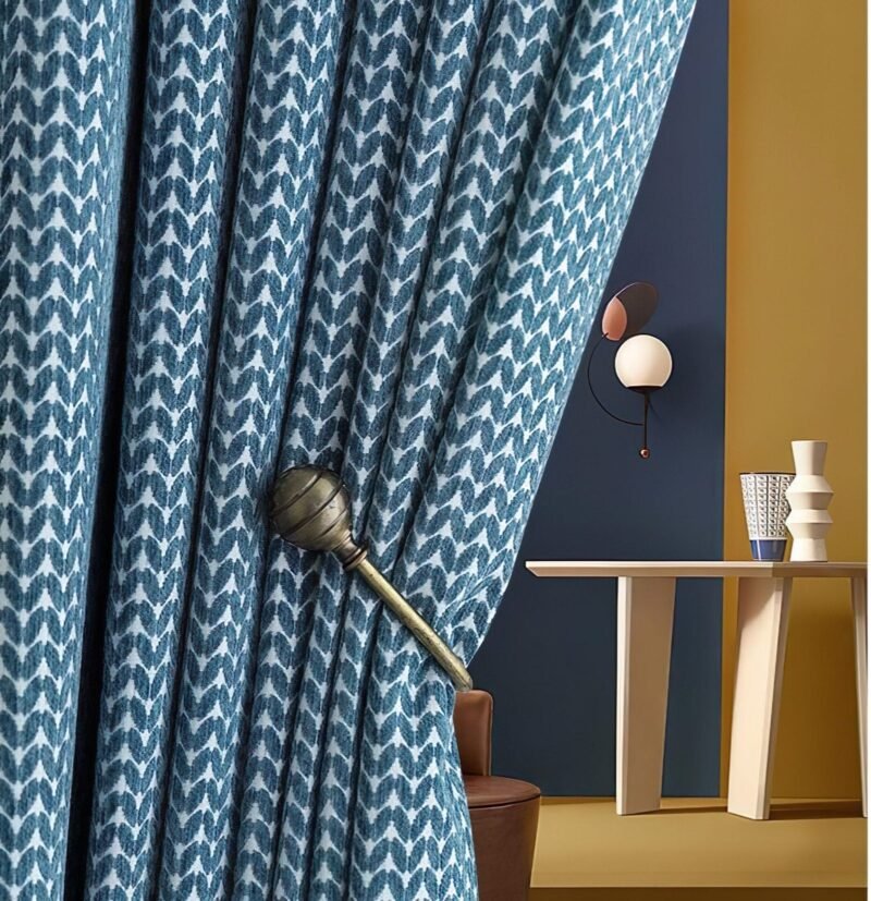 Rideau Bleu Motif Rideaux Deco 7877 1