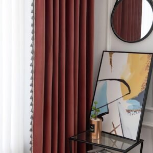 Rideau Salon Rouge et Gris Rideaux Deco 4538 1