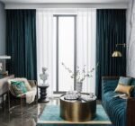 Rideau Satin Bleu Rideaux Deco 6023 1