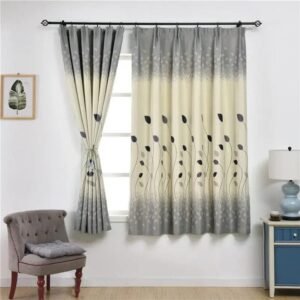 rideau dao motif vegetal beige sur mesure avec hauteur bande 746 1