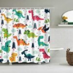 rideau de douche dinosaure kiliyur pour une salle bain amusante 507 1