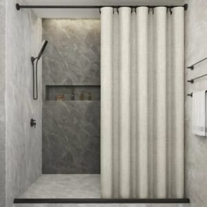 rideau de douche lin edessa elegance et charme pour votre salle bain 141 1