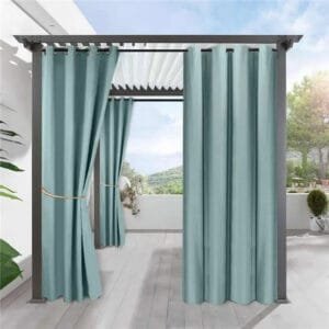 Rideau De Pergola En Bleu-gris Avec Hauteur Bande Personnalisable - 135 x 160 / œillets