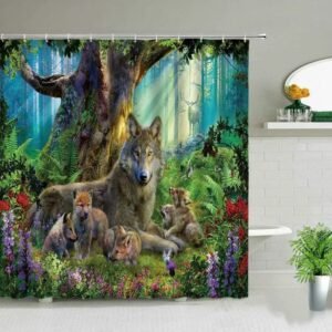 rideau douche animaux remil pour une salle de bain tropicale amusante 684 1