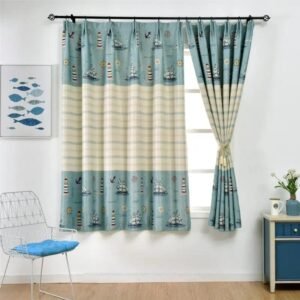 rideau en motif marin avec hauteur bande personnalisable bleu 100 x 995 1
