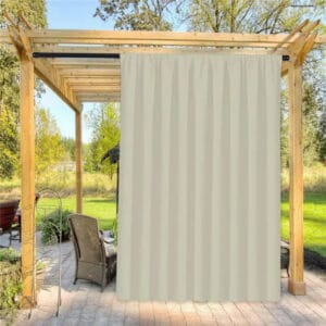 Rideau En Toile Extérieur Odaki Crème - Hauteur Bande Sur Mesure