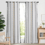 Rideau Ethnique Digellen Blanc Et Noir Avec Motifs Géométriques