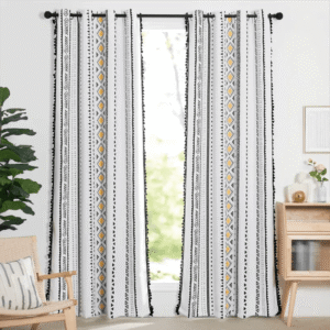 rideau ethnique digellen blanc et noir avec motifs geometriques 80 946 1