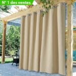 Rideau Extérieur Mangoustan Pour Tonnelle En Toile Beige Sur-mesure - 135 x 215 / œillets