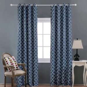 rideau leomille bleu marine a motif ogee hauteur bande parfaite 664