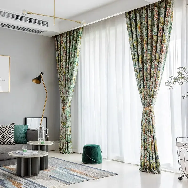 Rideau Marsa Coloré Avec Motifs Végétaux Et Hauteur Bande Personnalisable