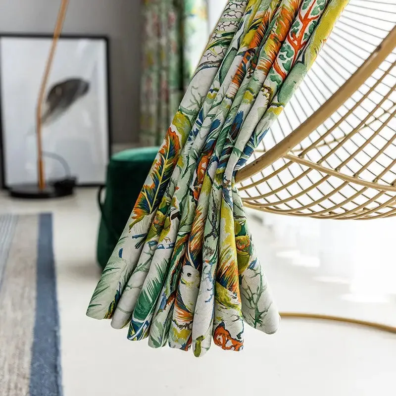Rideau Marsa Coloré Avec Motifs Végétaux Et Hauteur Bande Personnalisable