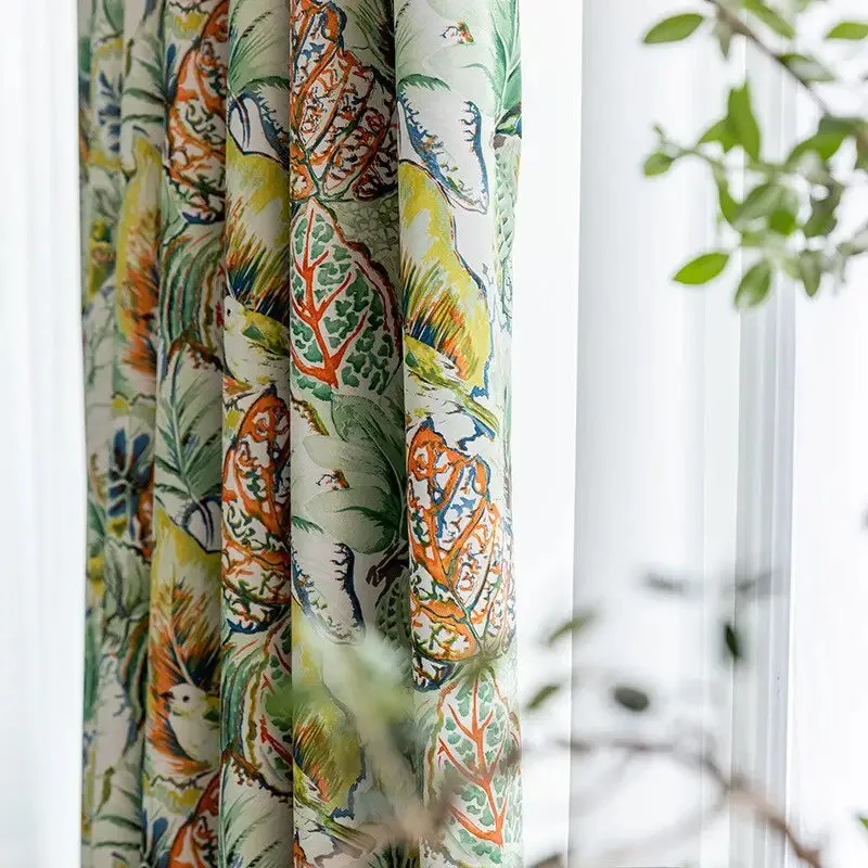 Rideau Marsa Coloré Avec Motifs Végétaux Et Hauteur Bande Personnalisable