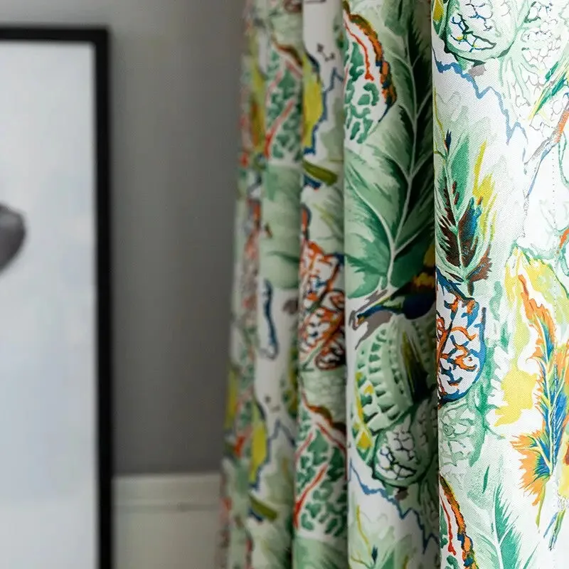Rideau Marsa Coloré Avec Motifs Végétaux Et Hauteur Bande Personnalisable