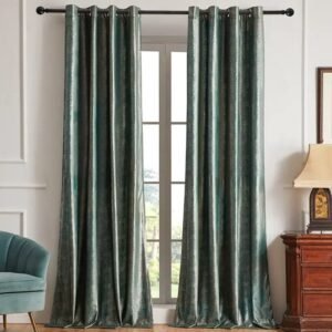 rideau occultant alcoa bleu petrole effet velours brillant 234 1