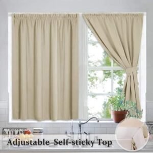 rideau occultant almar avec bande velcro sans tringle a beige 100 624 1