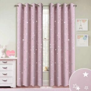 Rideau Occultant Brighty Rose Avec étoiles Brillantes Pour Chambre Magique