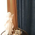 Rideau Occultant Cork Bleu Foncé Avec Bordure Ocre Unique