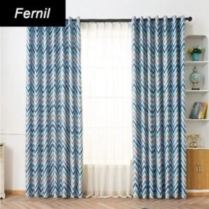 rideau occultant fernil bleu au design chevrons modernes 100 x 120 113 1