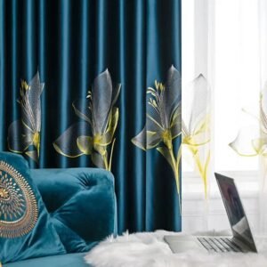 rideau occultant koetoi bleu petrole avec lys dores 100 x 250 934 1