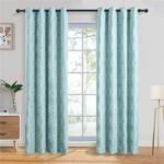 rideau occultant lakvi bleu avec motifs en losanges 100 x oeillets 306 1