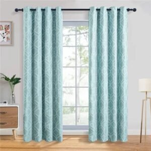 rideau occultant lakvi bleu avec motifs en losanges 100 x oeillets 306 1