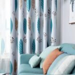 rideau occultant laune bleu aux motifs scandinaves stylises 100 x 431 1