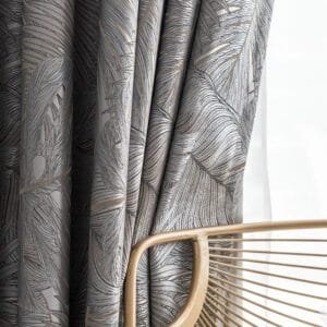 Rideau Occultant Nirboa à Motif Floral Gris Damassé - 100 x 250 / œillets