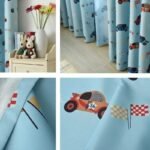 rideau occultant paroo bleu pour enfant avec motifs voitures 235 1