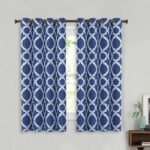 rideau occultant redon a motif graphique en polyester bleu 130 x 729 1