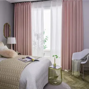 Rideau Occultant Rose Pâle Avec Hauteur Bande Sur-mesure 3 Rideau Occultant Rose Pâle Avec Hauteur Bande Sur-mesure - 100 x 200 / œillets