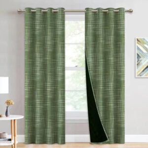rideau occultant rovan avec motif vintage et doublure noire vert 721 1