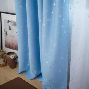 rideau occultant tana bleu ciel avec etoiles argentees pour bebe 803 1