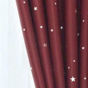 Rideau Occultant Tana Bordeaux Avec étoiles – Sur-mesure Disponible - 100 x 125 / œillets