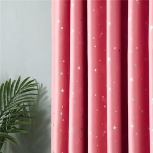 rideau occultant tana rose avec etoiles scintillantes en fuchsia 469 1
