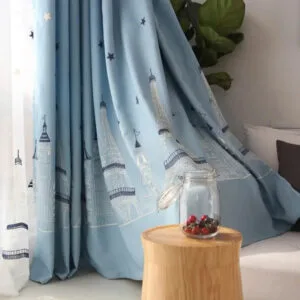 Rideau Occultant Tour Eiffel Au Design Enchanteur Et Ciel étoilé - 100 x 200 / œillets