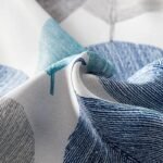 Rideau Opaque Artuva Bleu Avec Motifs Feuilles – Hauteur Bande Personnalisable