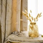 rideau opaque borgan beige avec motifs vegetaux elegants 794 1
