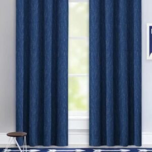 rideau pallas en hauteur bande motif etoile sur fond bleu nuit opaque 289 1
