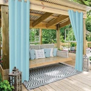 Rideau Pergola Quisqual Turquoise: Hauteur Bande Fraîcheur Moderne - 120 x 150 / œillets