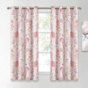 Rideau Rubirone Botanique Avec Hauteur Bande Disponible En 4 Tons - Rose / 130 x 160 / œillets