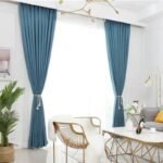rideau scandinave bleu marine vita avec motif geometrique elegant 210 1