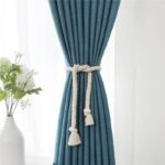 rideau scandinave bleu marine vita avec motif geometrique elegant 297 1