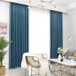 rideau scandinave bleu marine vita avec motif geometrique elegant 331 1