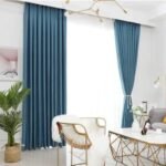 rideau scandinave bleu marine vita avec motif geometrique elegant 367 1