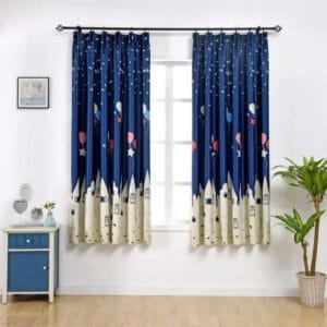 Rideau Sendai Bleu Nuit Pour Chambre D’enfant Avec Hauteur Bande étoilée 1 Rideau Sendai Bleu Nuit Pour Chambre D’enfant Avec Hauteur Bande étoilée - 100 x 200 / œillets