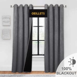 Rideau Thermique Velvetine Gris – Confort Et Isolation Optimale - 100 x 150 / œillets