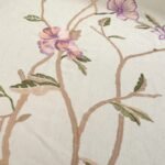Rideau Tua : Poésie Florale Sur Toile Crème, Hauteur Bande Sur-mesure