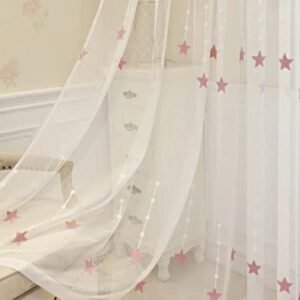 rideau voilage albina pink elegance etoilee pour chambre 228 1